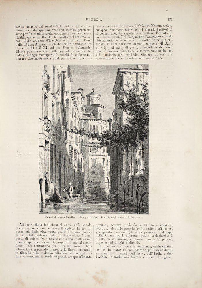 Venezia: Il piccolo palazzo Ferro/Palazzo di Bianca Capello. Stampa 1863.