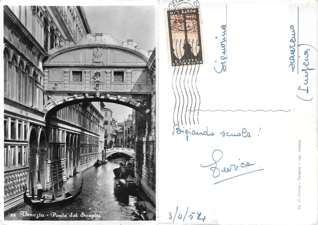 Venezia. Ponte dei Sospiri. Viaggiata 1954