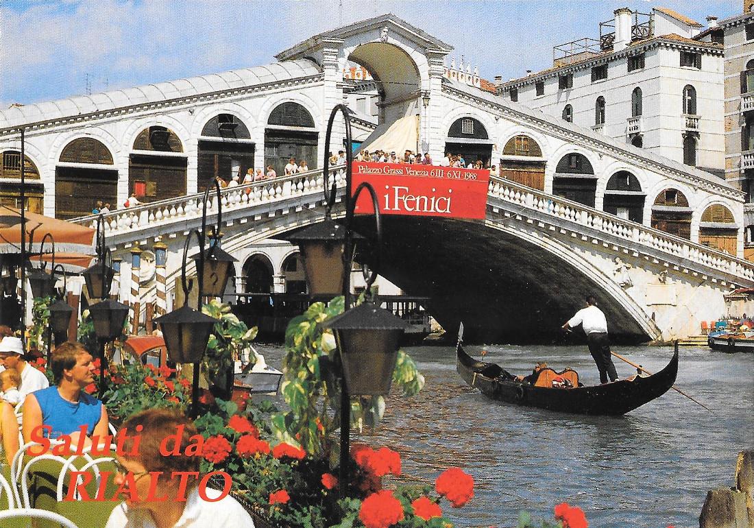 Venezia. Saluti da Rialto. Non viaggiata, anno 1988