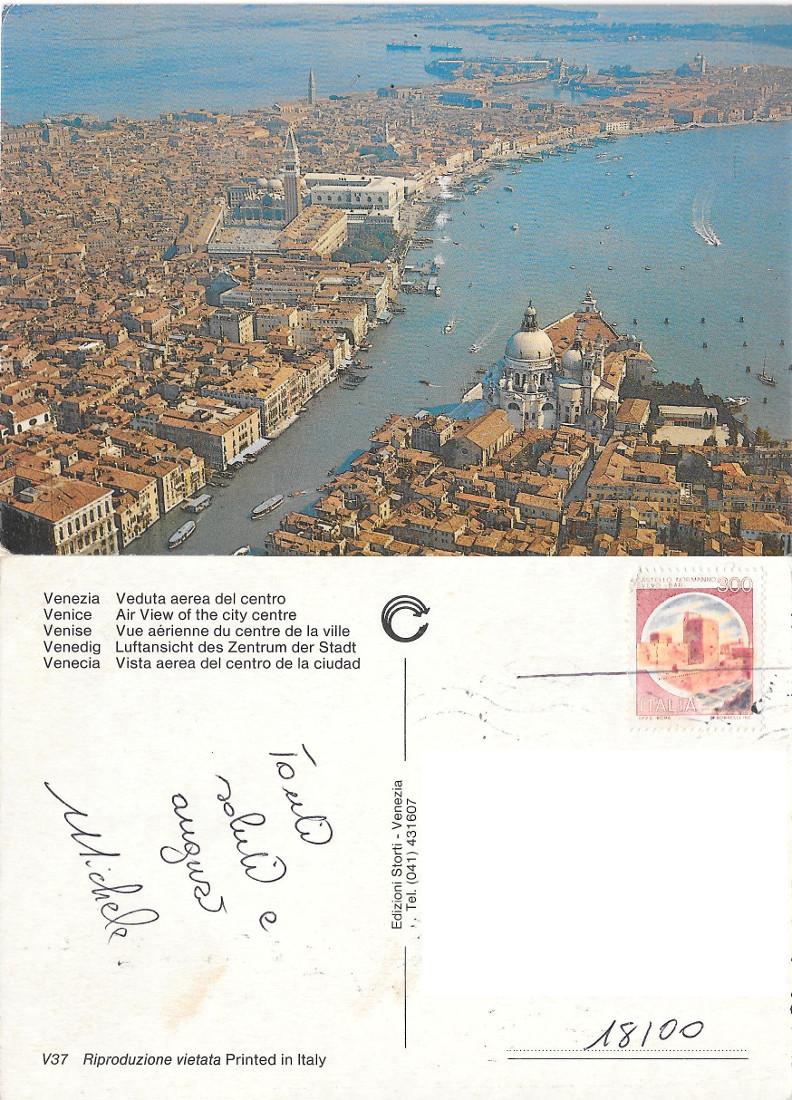 Venezia. Veduta aerea del centro. Viaggiata