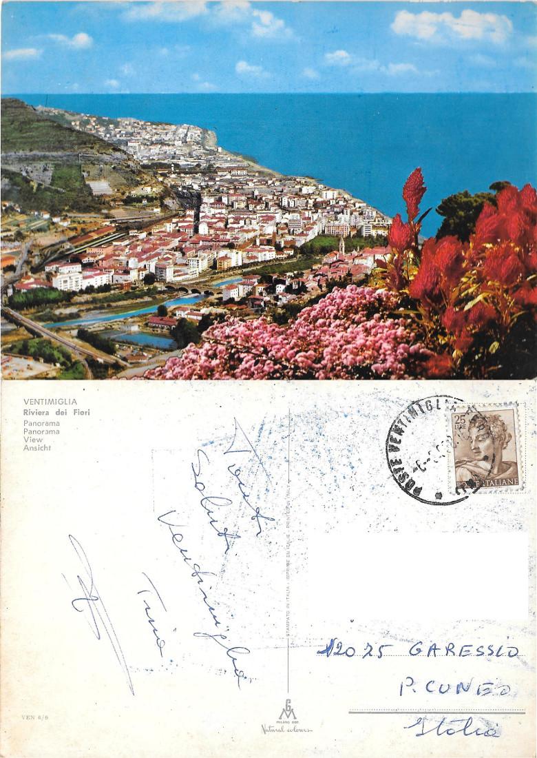 Ventimiglia. Riviera dei Fiori. Viaggiata 1988