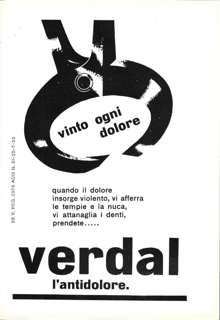 Verdal vinto ogni dolore. Advertising 1960