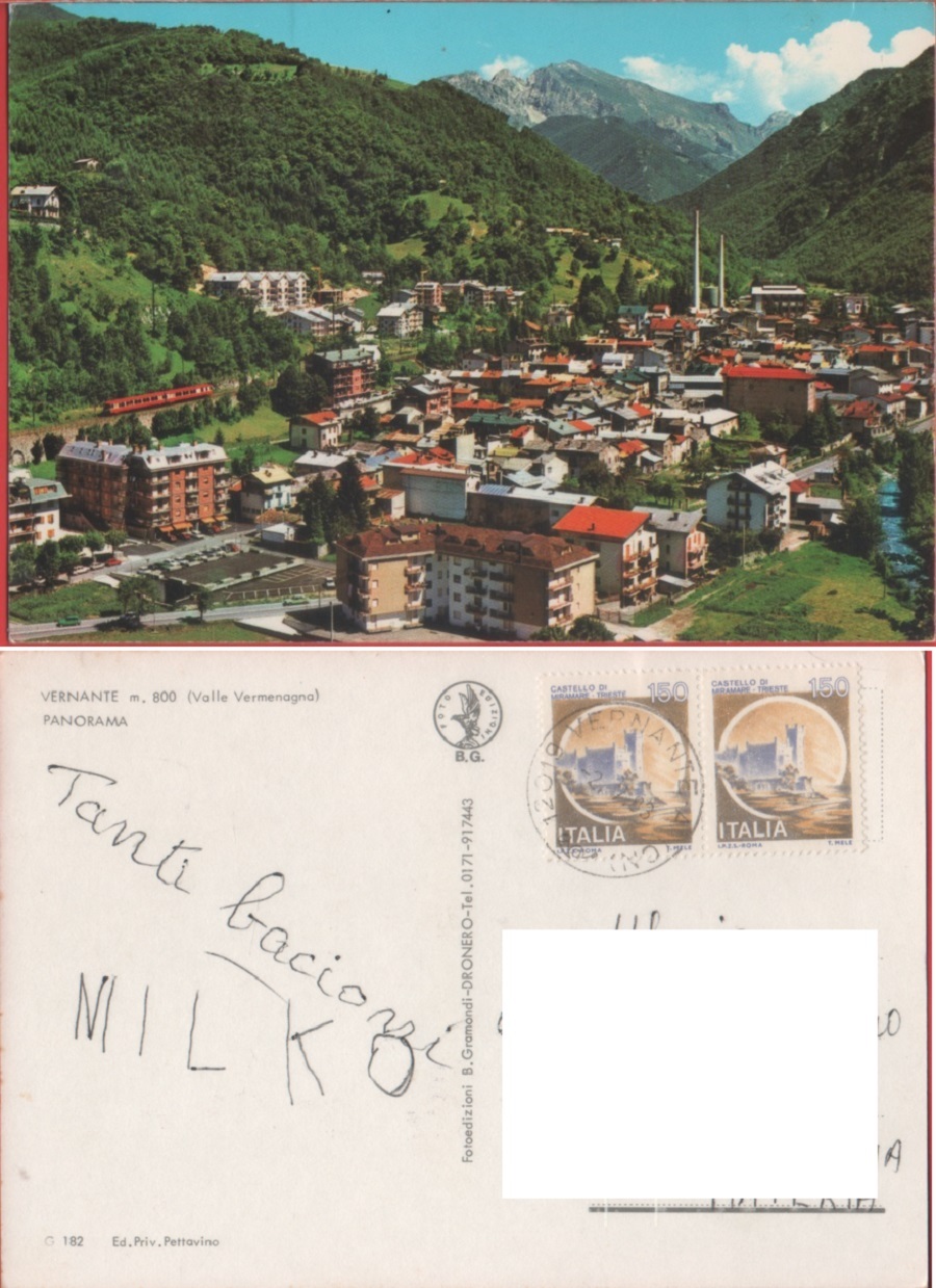 Vernante (CN). Panorama. Viaggiata 1983