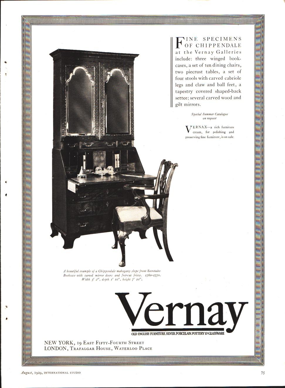 Vernay. New York, London. Pubblicità 1929