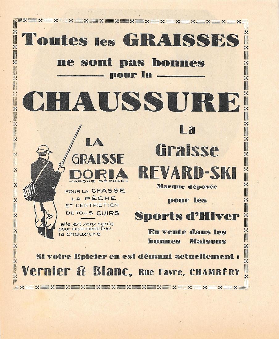 Vernier &amp; Blanc, Chambery. Graisses pour la chaussure. Pubblicita 1932