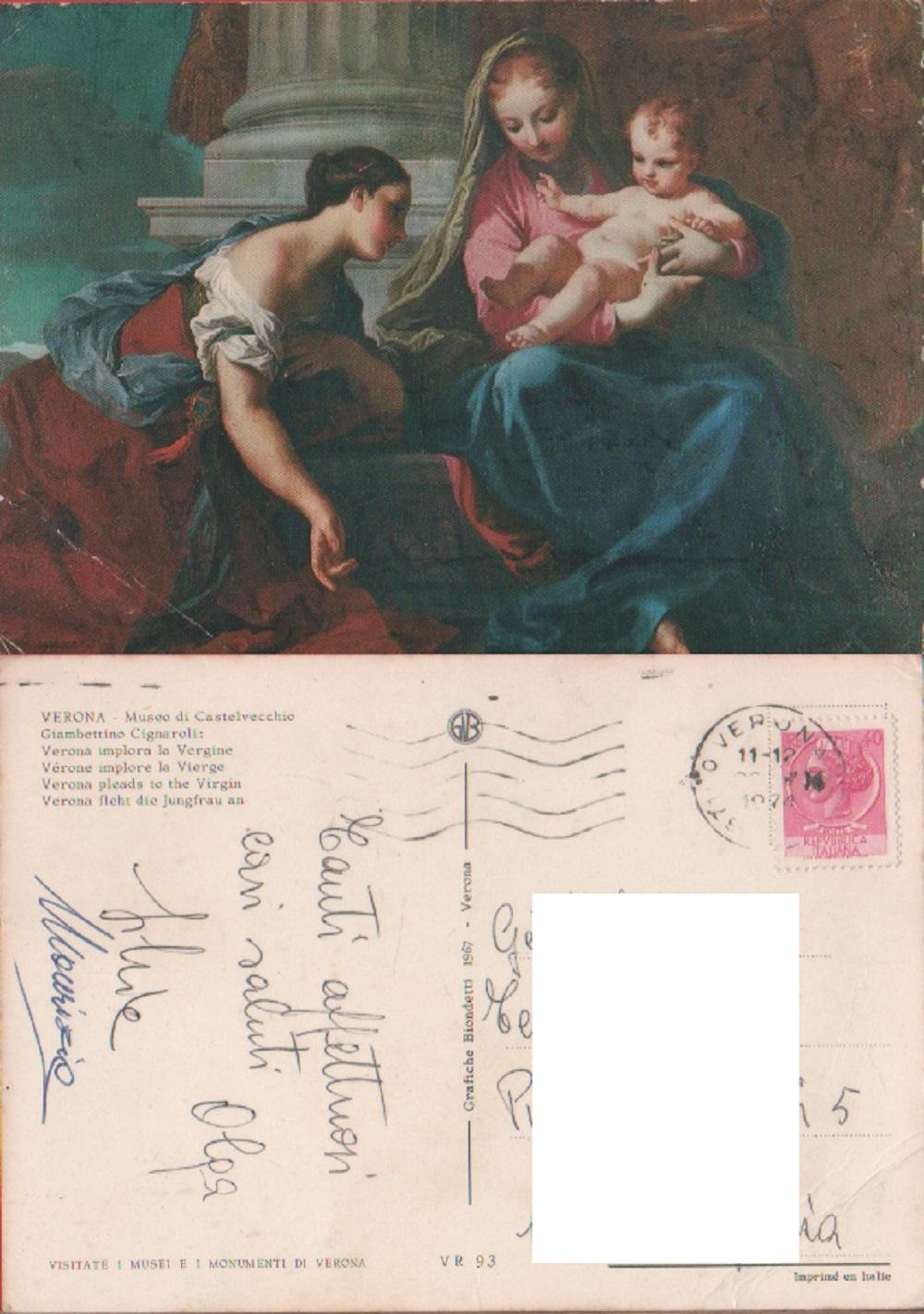 Verona. Museo di Castelvecchio. Verona implora la Vergine. Viaggiata