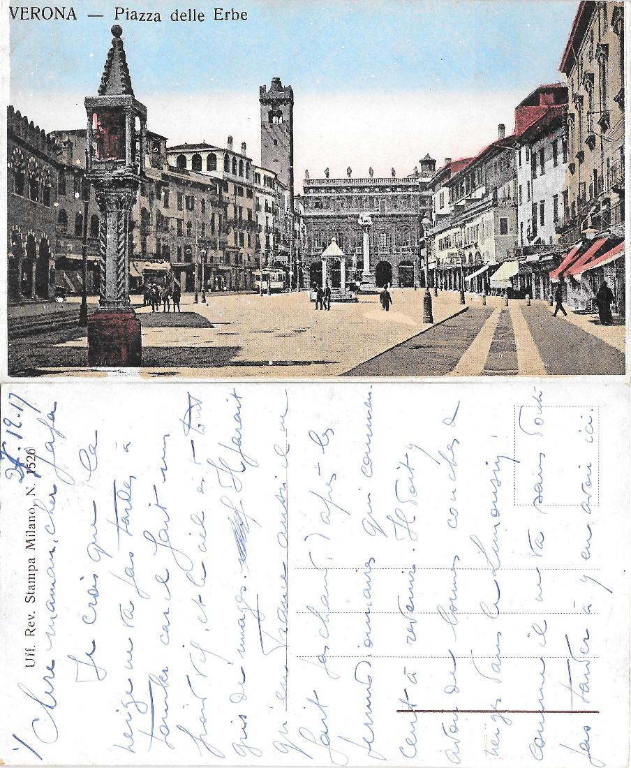 Verona. Piazza delle Erbe. Datata 1917