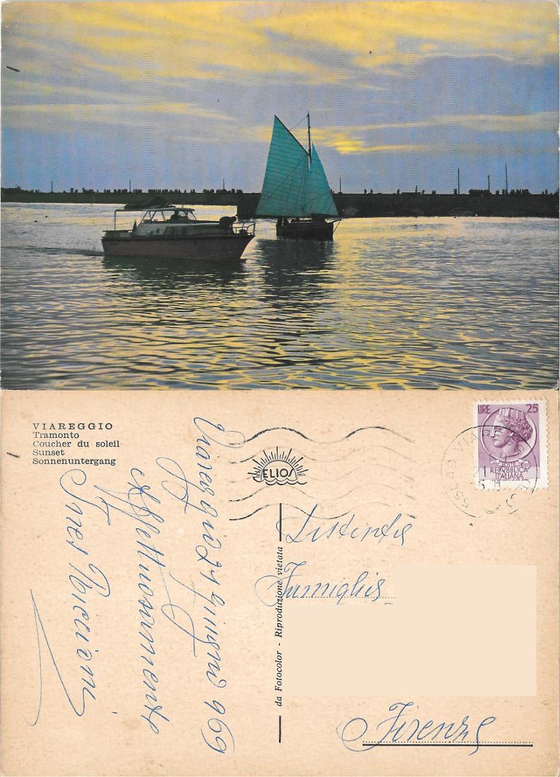 Viareggio. Tramonto. Viaggiata 1969