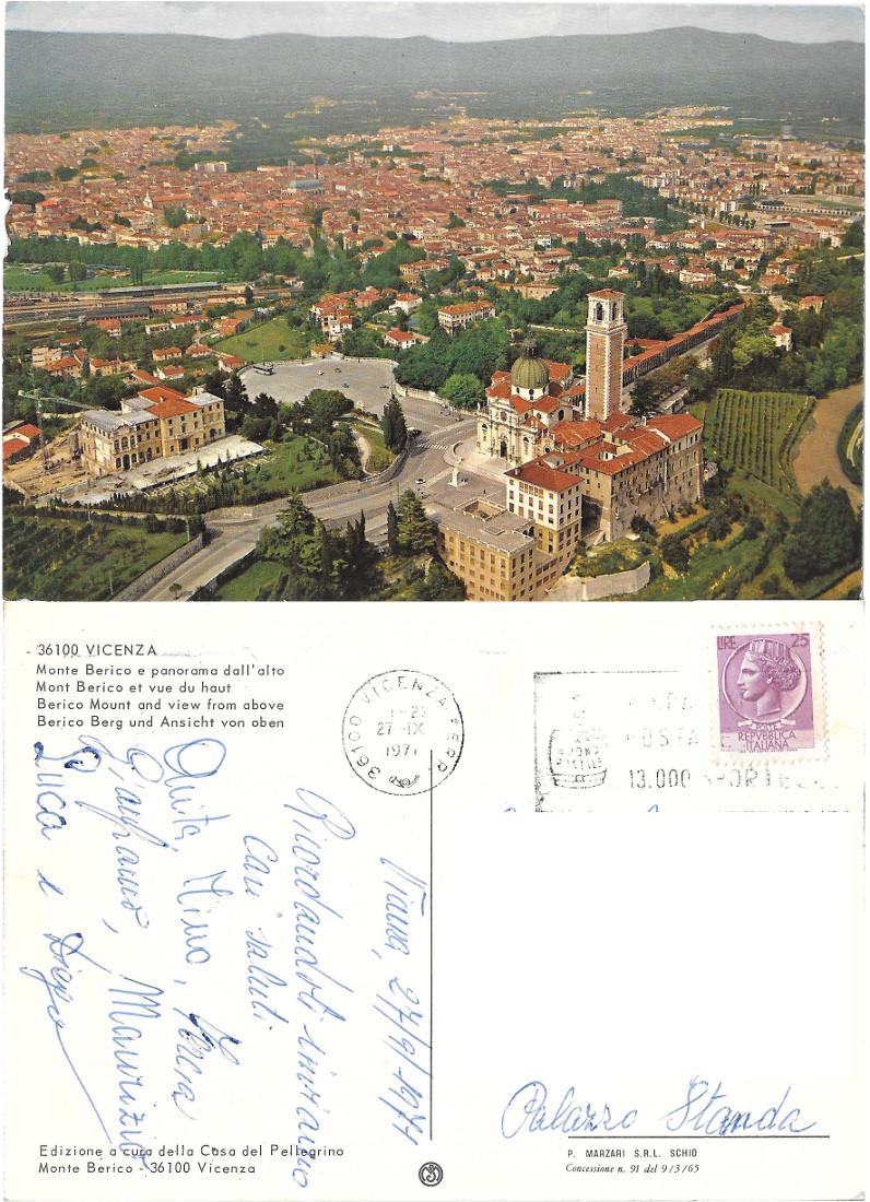 Vicenza. Monte Berico e panorama dall'alto . Viaggiata 1971