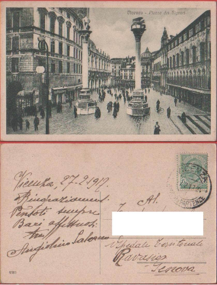Vicenza. Piazza dei Signori. Viaggiata 1917. Animata