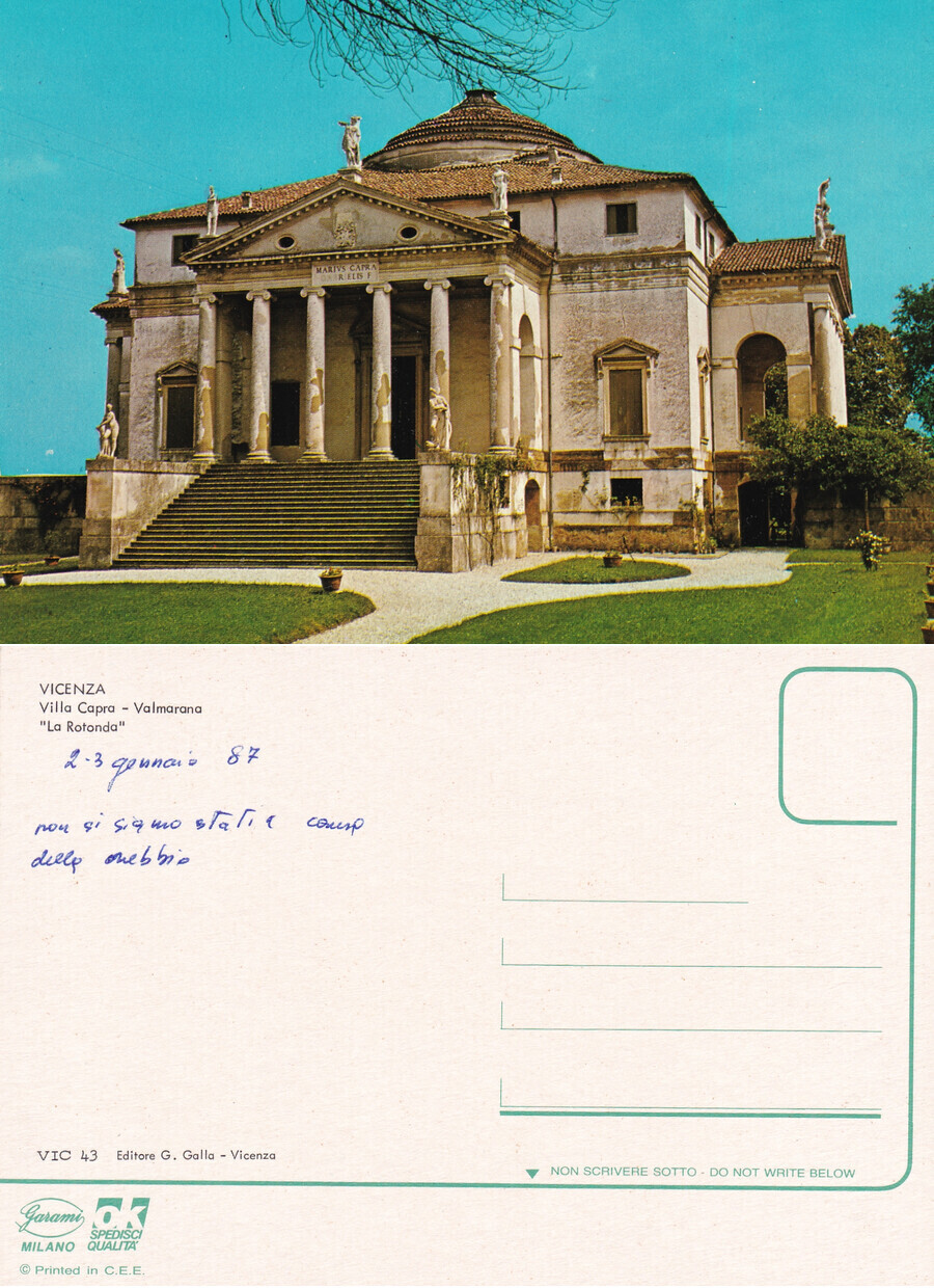 Vicenza. Villa Capra-Valmarana, La Rotondo. Non viaggiata