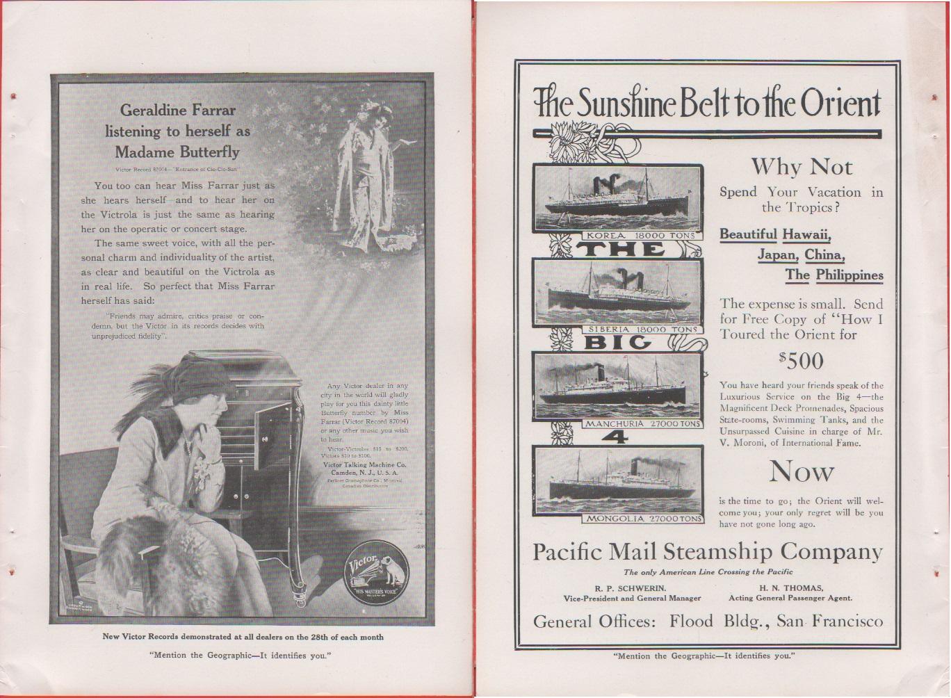 Victor Talking Machine Co. Camden N.J./Pacific Mail Steamship Co. Pubblicità …