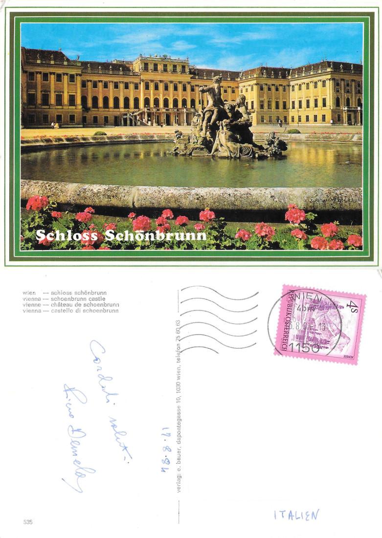Vienna. Castello di Schoenbrunn. Viaggiata 1984