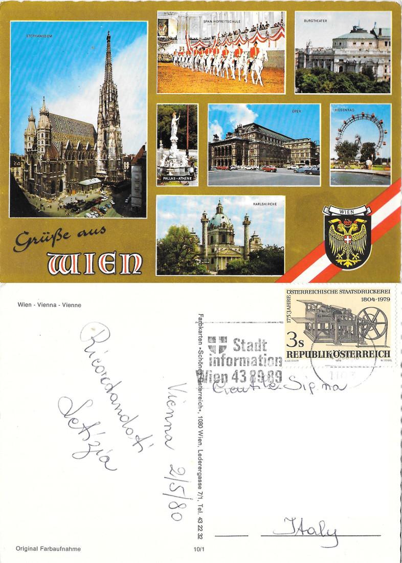 Vienna. Vedutine. Plonlein. Viaggiata 1980