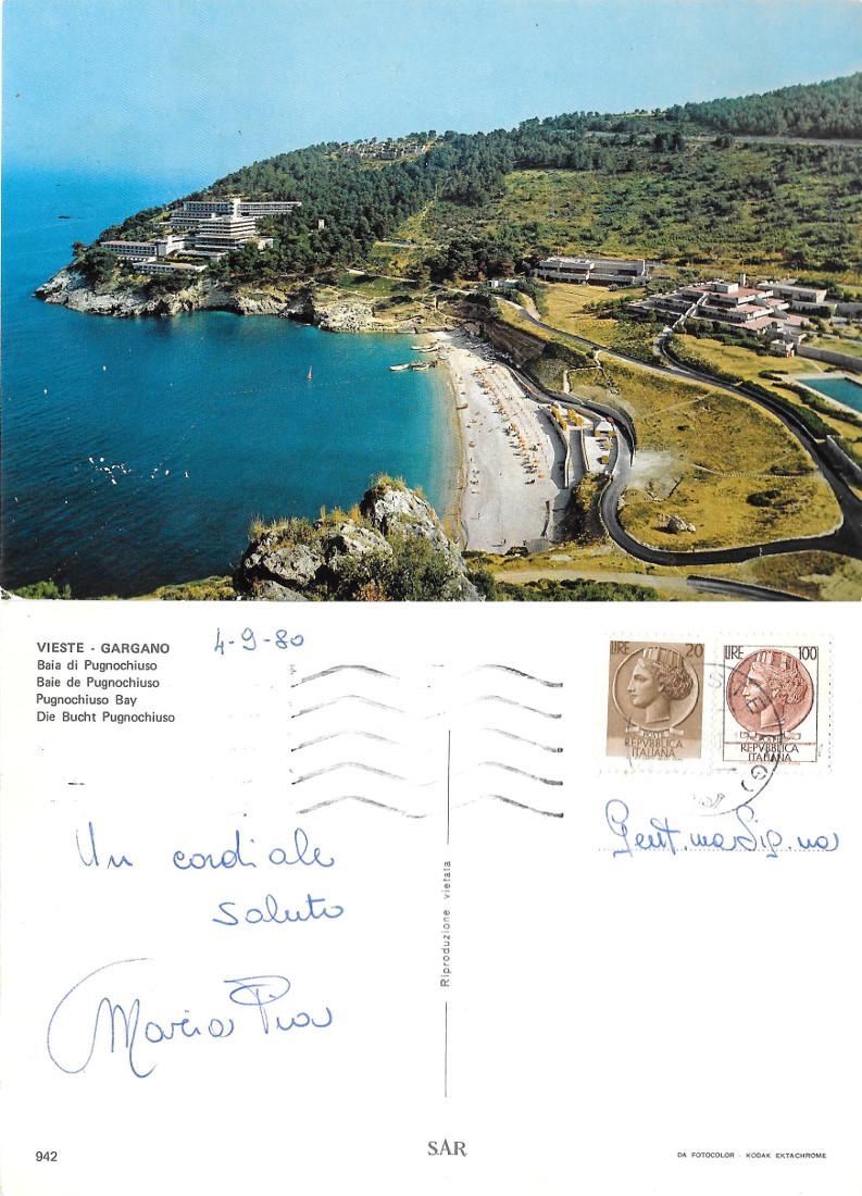 Vieste (FG). Baia di Pugnochiuso. Viaggiata 1980