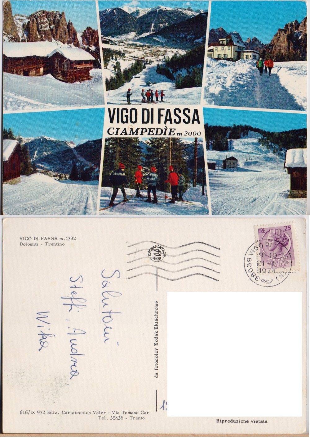 Vigo di Fassa. Ciampedie. Viaggiata 1974
