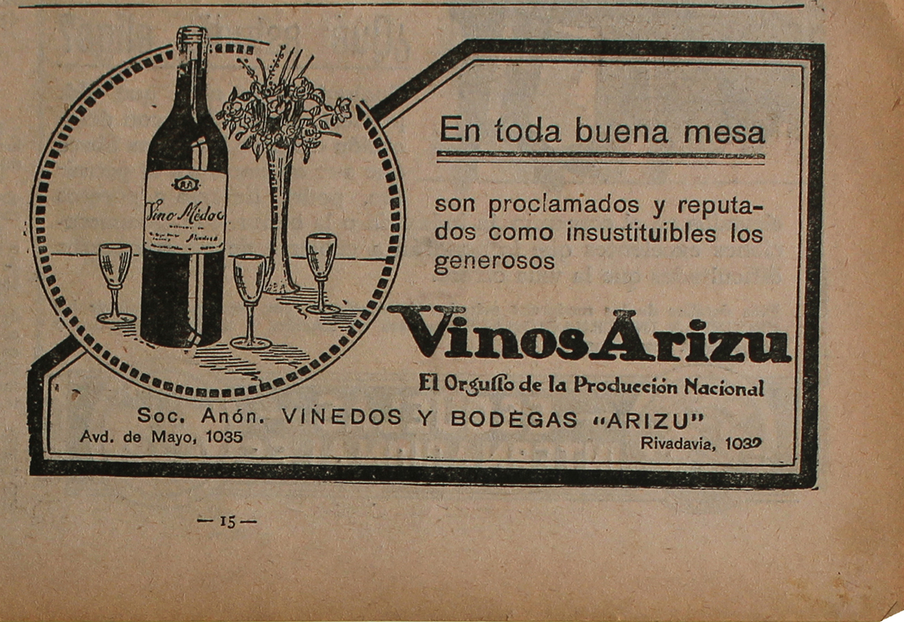 Vinos Arizu - Advertising 1922