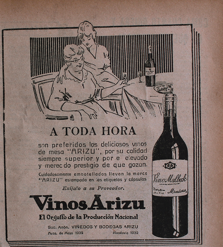 Vinos Arizu. A toda ora - Advertising 1922