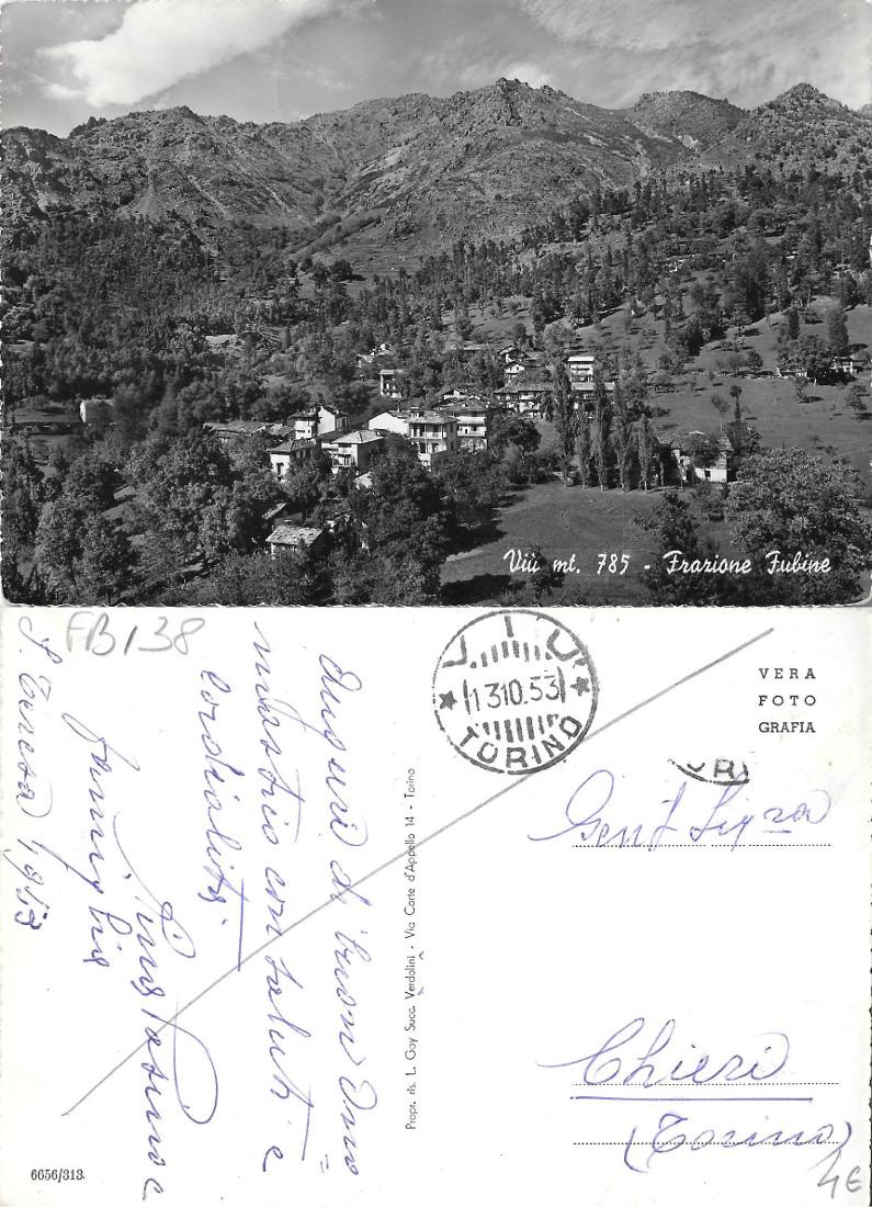 Viù, frazione Fubine. Viaggiata 1953