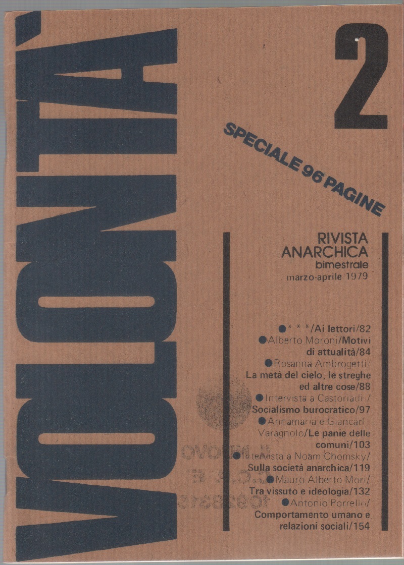 Volontà. Rivista Anarchica. n. 2 marzo/aprile 1979. Anno XXXIII