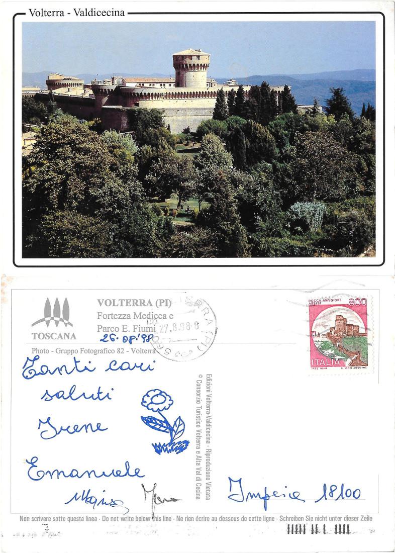 Volterra (PI). Fortezza medicea e Parco E. Fiumi. Viaggiata 1998