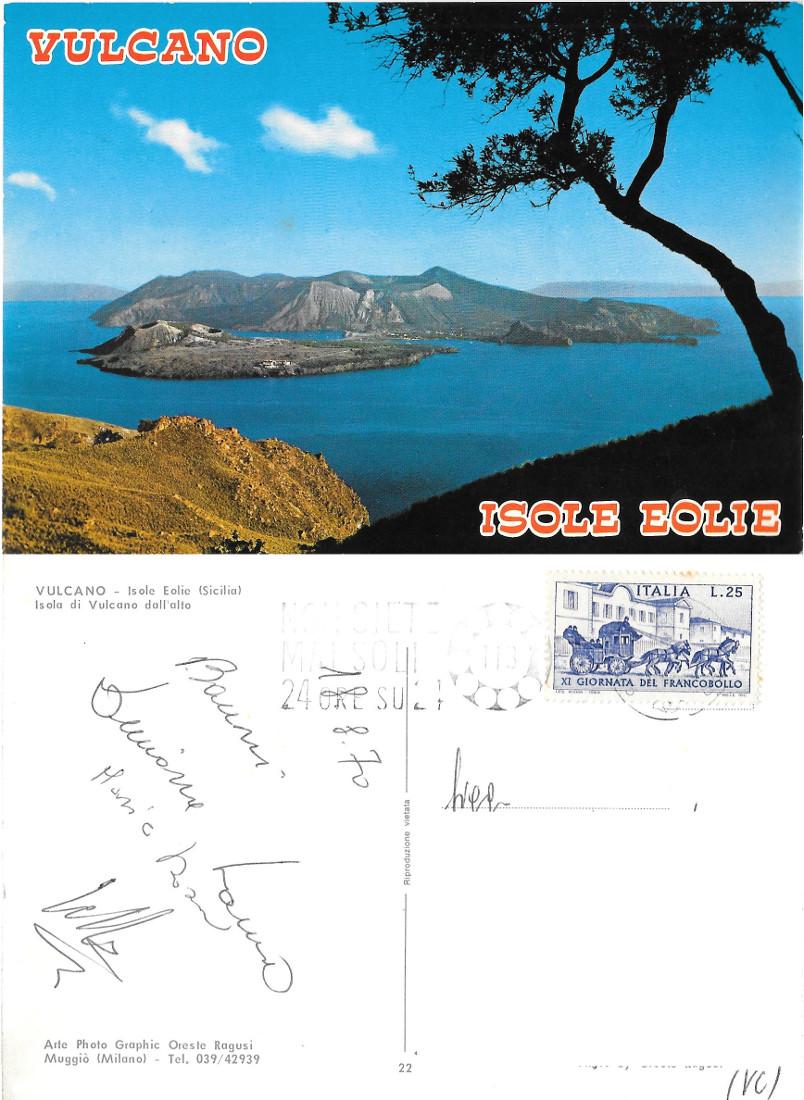 Vulcano dall'alto. Isole Eolie. Viaggiata 1970