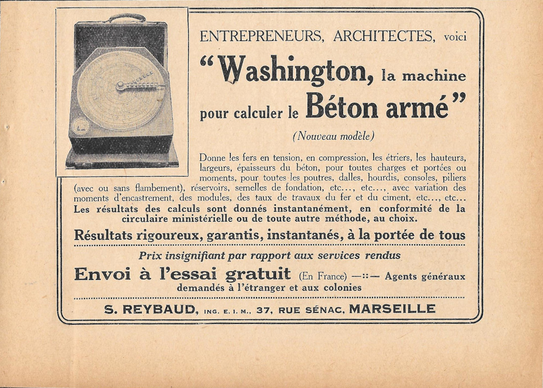 Washington la machine pour calculer le beton armé - Advertising …