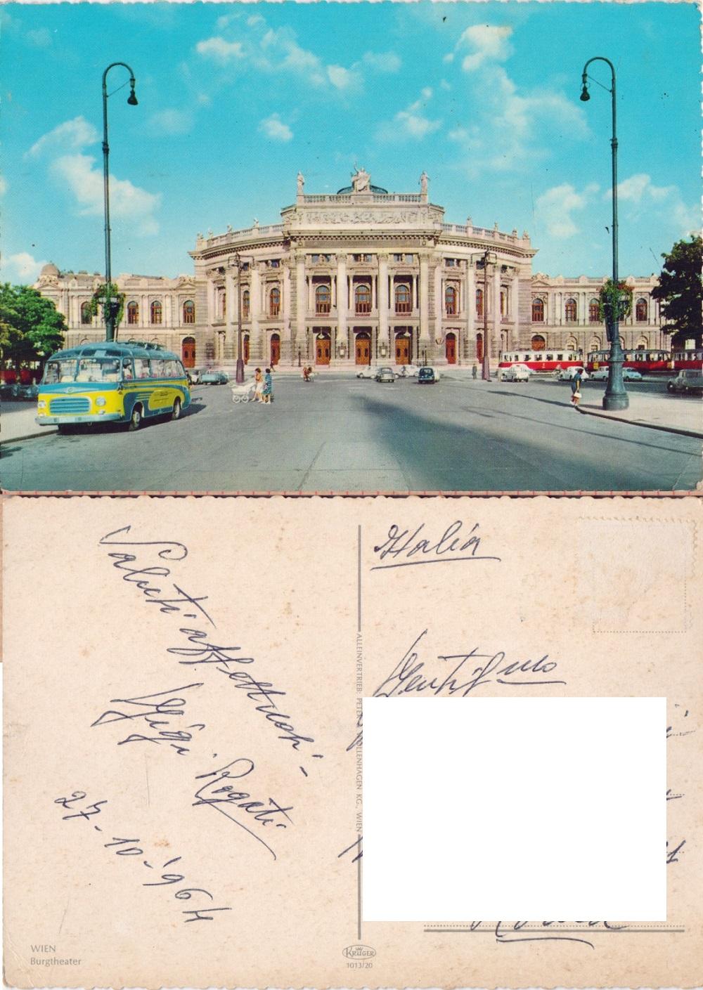 Wien. Burgtheater. Viaggiata 1964, autobus
