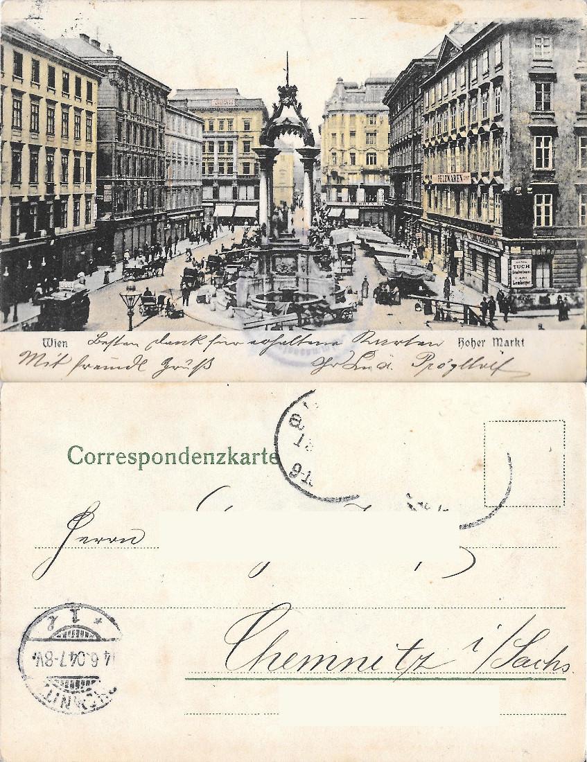 Wien, Hoher Markt. Viaggiata 1904