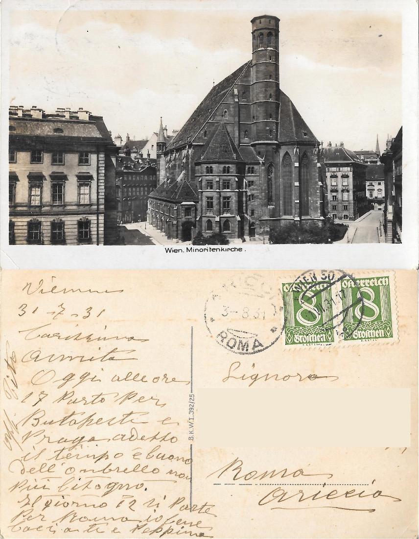 Wien. Minoritenkirche. Viaggiata 1931