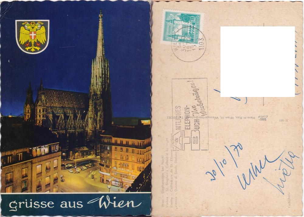Wien. Stephansdom bei Nacht. Viaggiata 1970