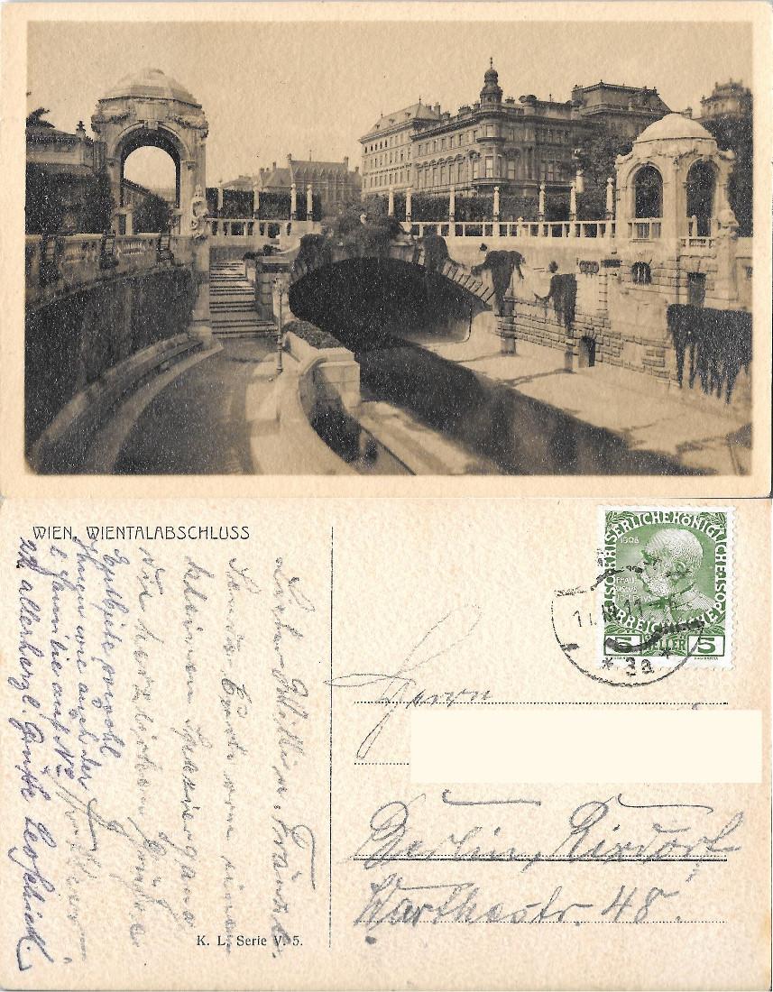 Wien, Wientalabschluss . Viaggiata 1911