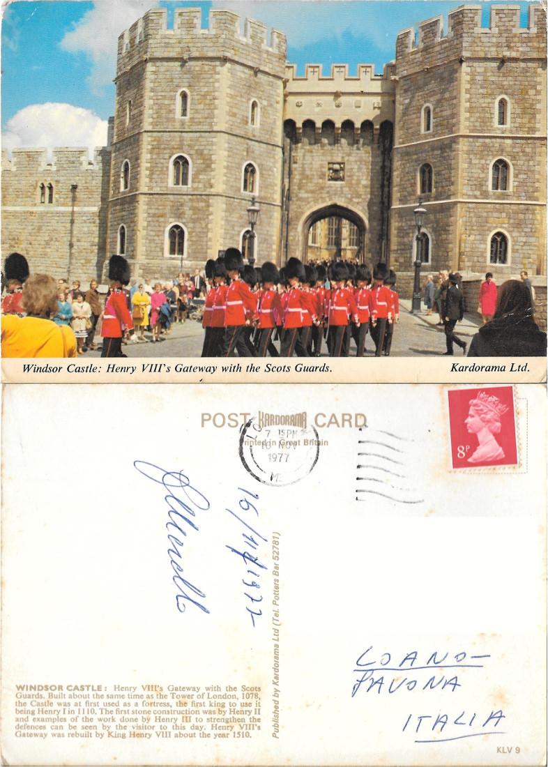 Winsor Castle. Henry VIII's Gateway with the Scots Guards. Viaggiata …