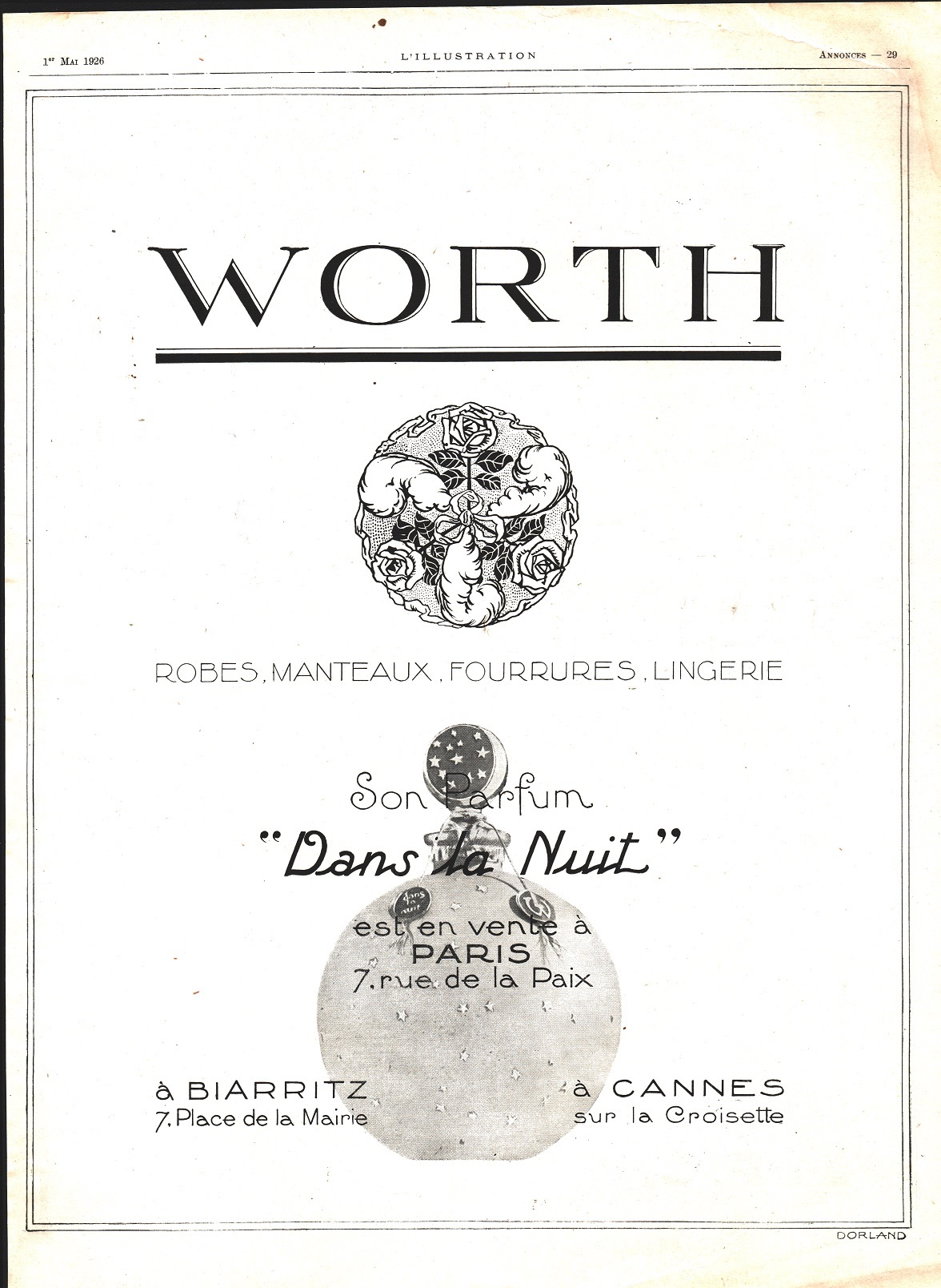 Worth, son parfum Dans la nuit est en vente. Advertising …