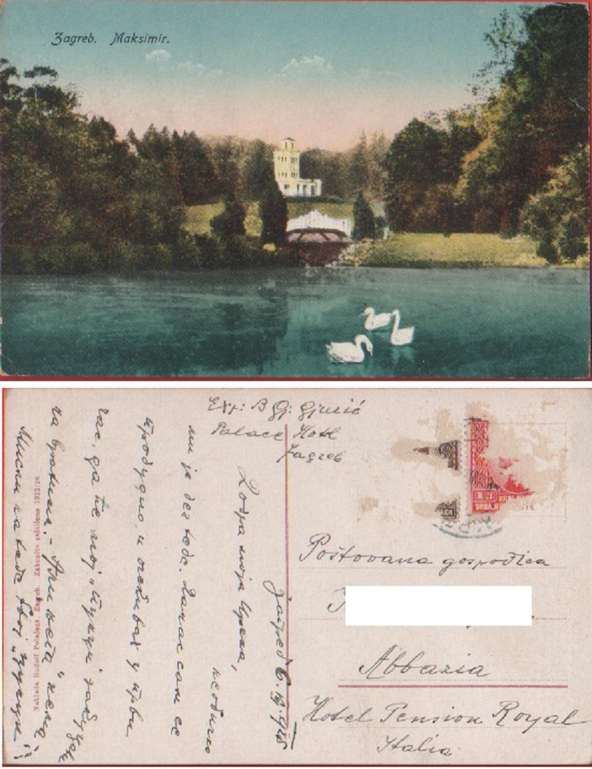 Zagreb (Zagabria-Croazia). Maksimir. Viaggiata 1924