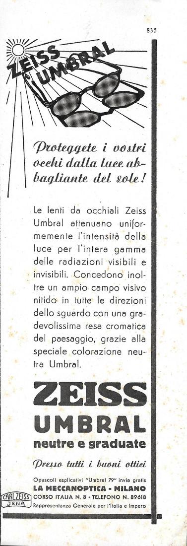 Zeiss Umbral. Neutre e graduate. Advertising 1941