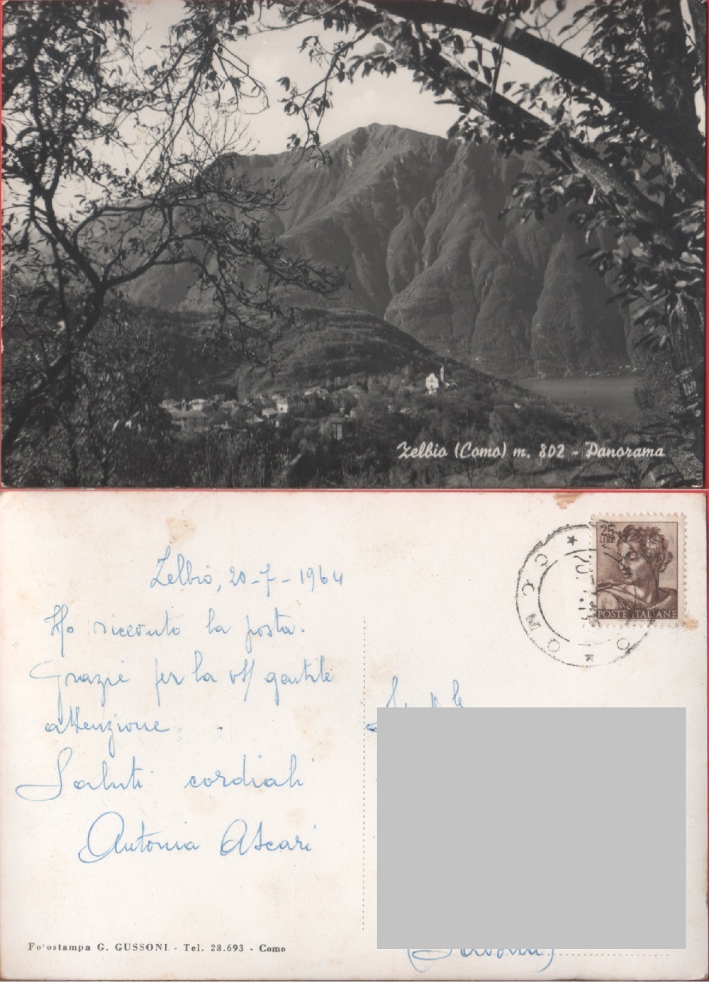 Zelbio (CO). Panorama. Viaggiata 1964