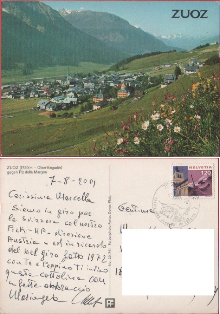 Zuoz (CH). gegen Piz della Margna. Viaggiata 2001