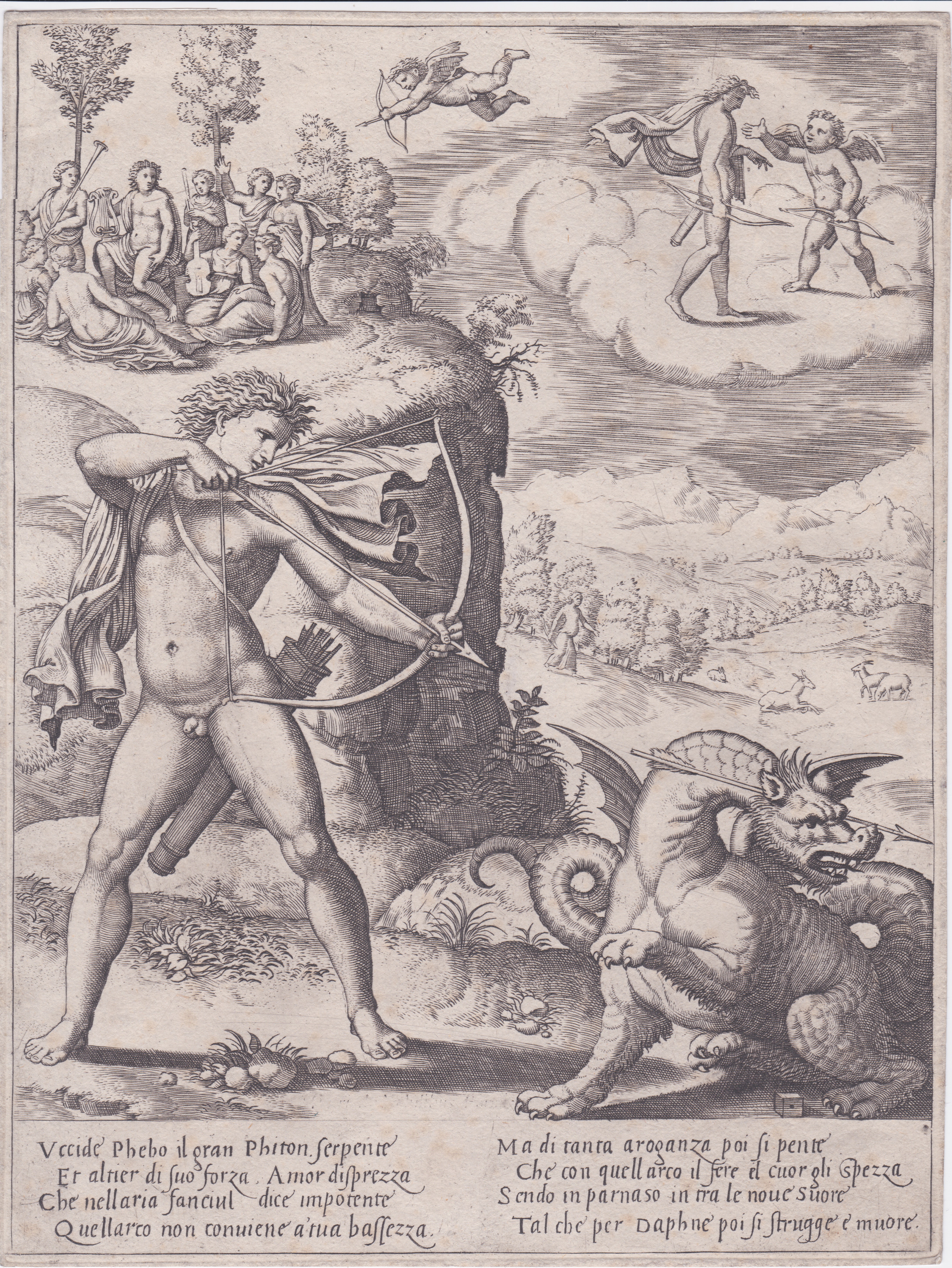 Apollo uccide il serpente Pitone, 1526 ca.