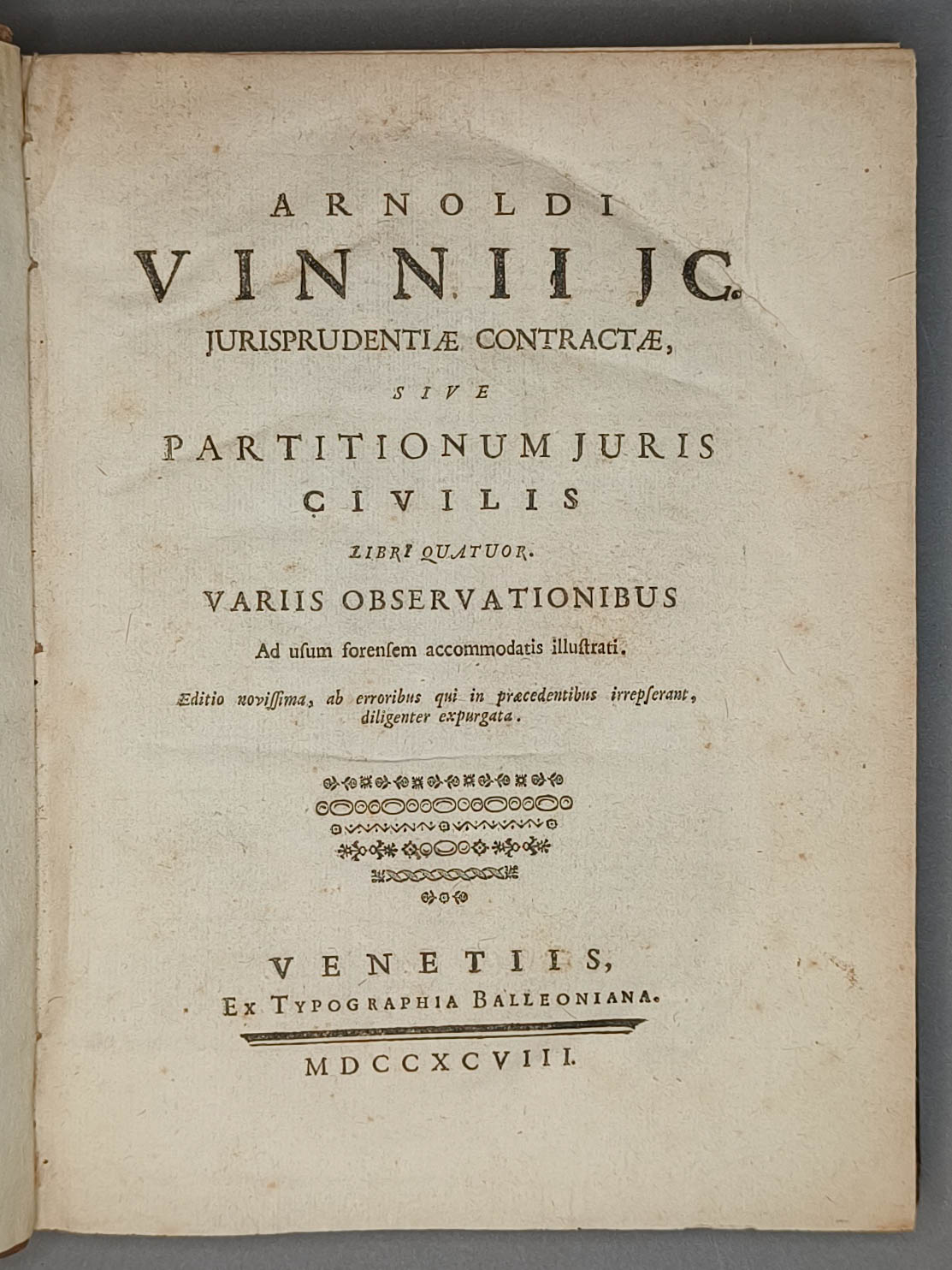 Arnoldi Vinnii Jc. Jurisprudentiae contractae sive partitionum juris civilis libri …