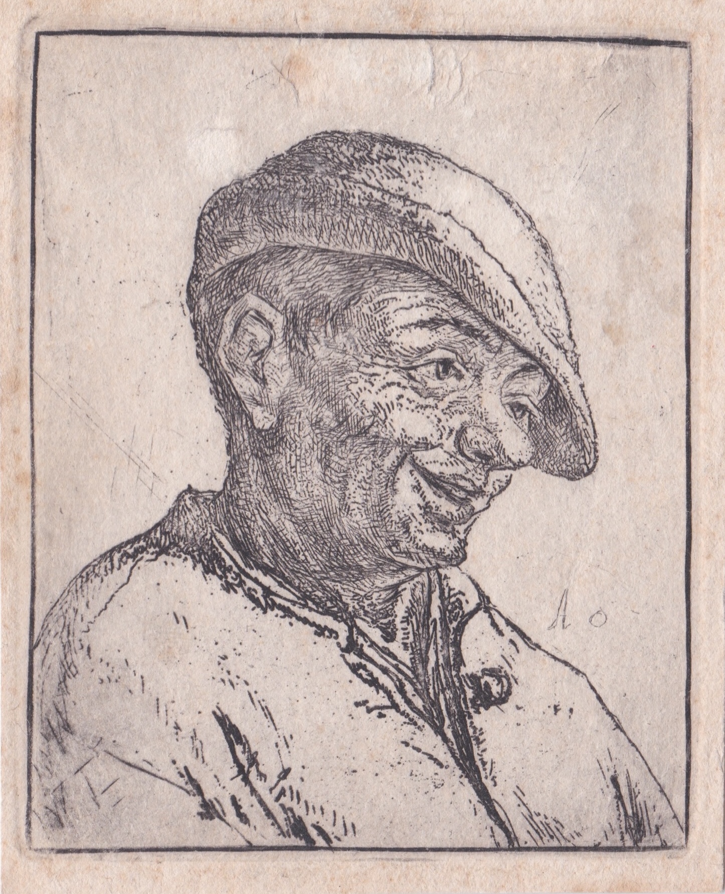 Busto di contadino che sorride, 1672