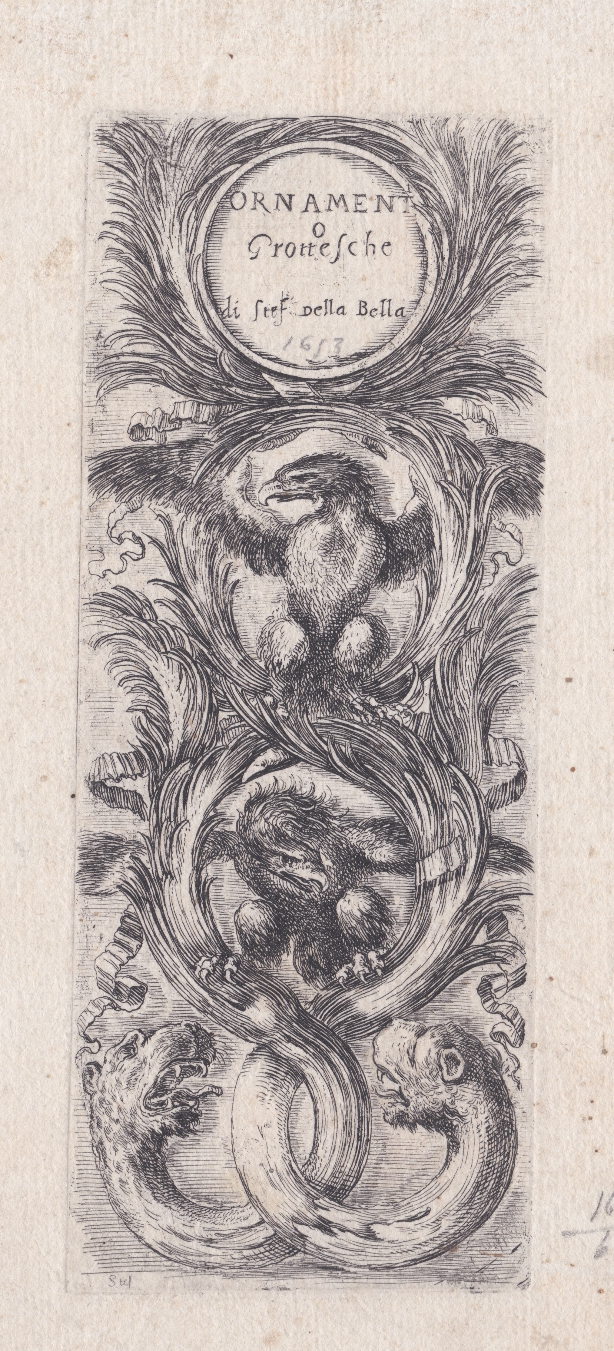 Frontespizio della serie Ornamenti o grottesche, 1653
