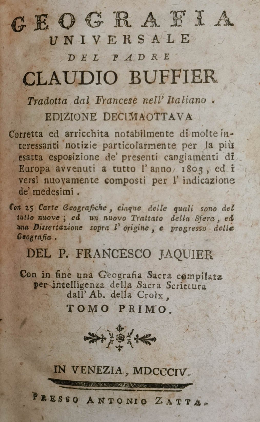 Geografia universale del padre Claudio Buffier