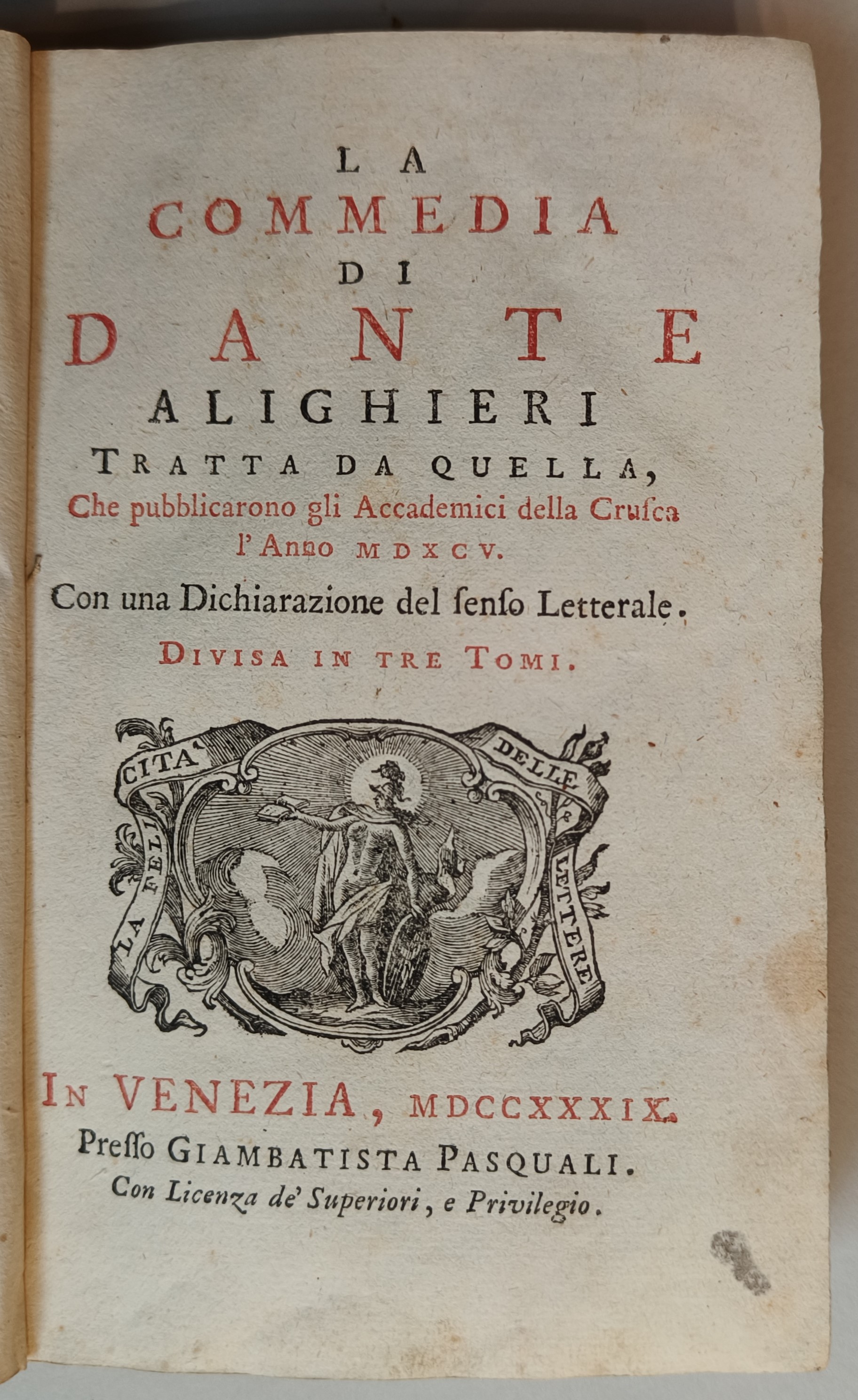 La Commedia di Dante Alighieri tratta da quella, che pubblicarono …