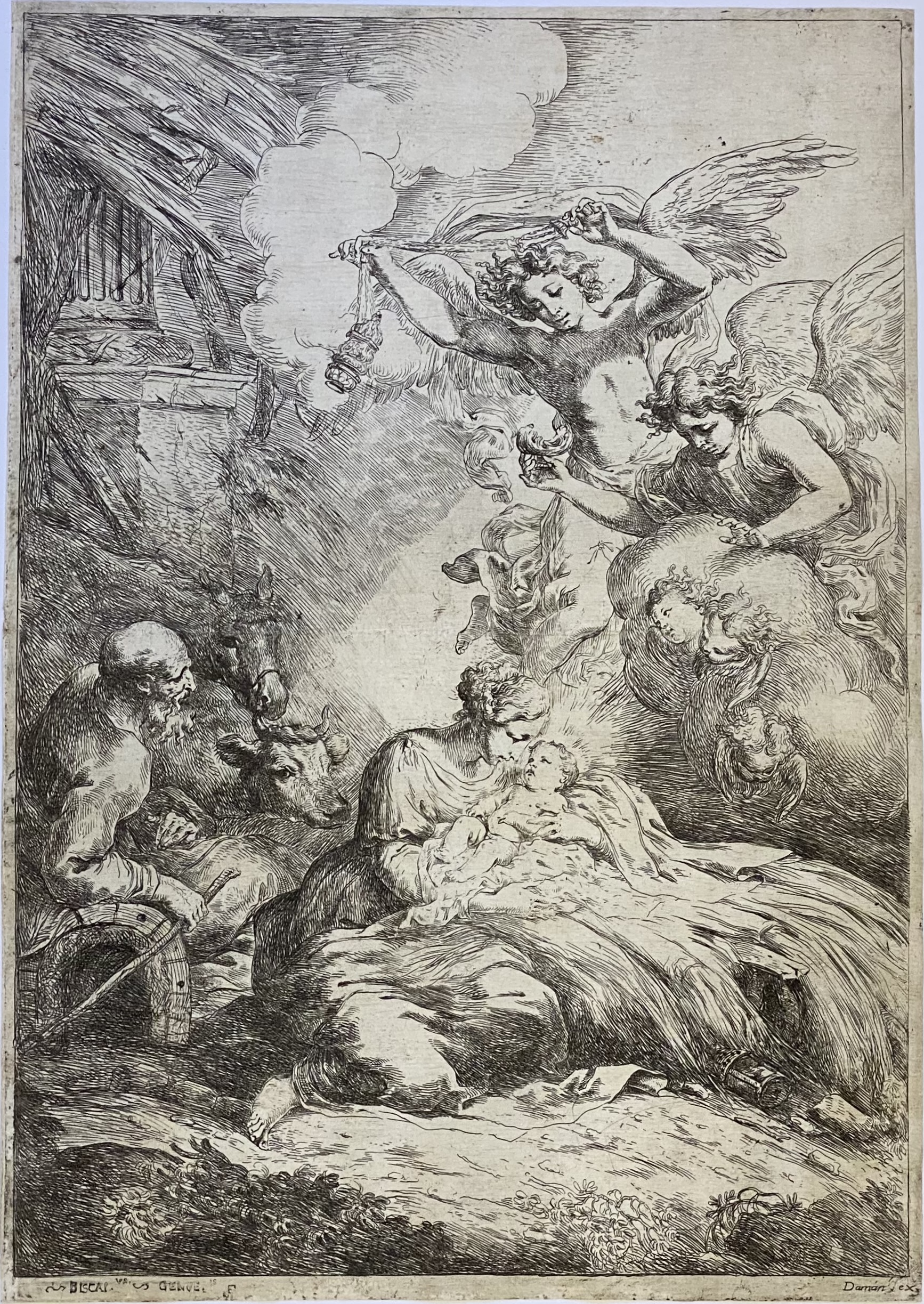 La natività con angeli, 1650-57 c.