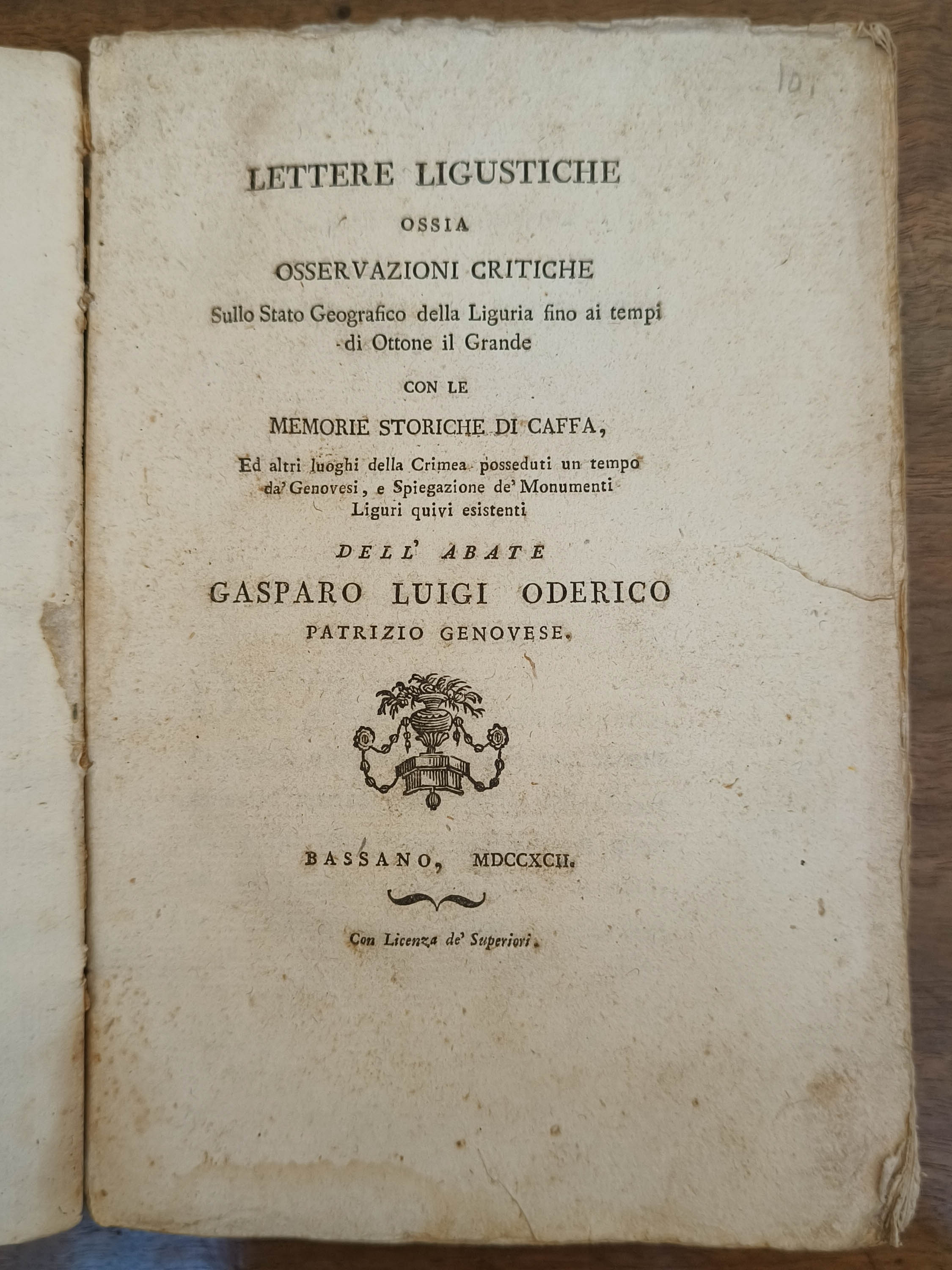 Lettere Ligustiche ossia osservazioni critiche sullo Stato Geografico della Liguria …