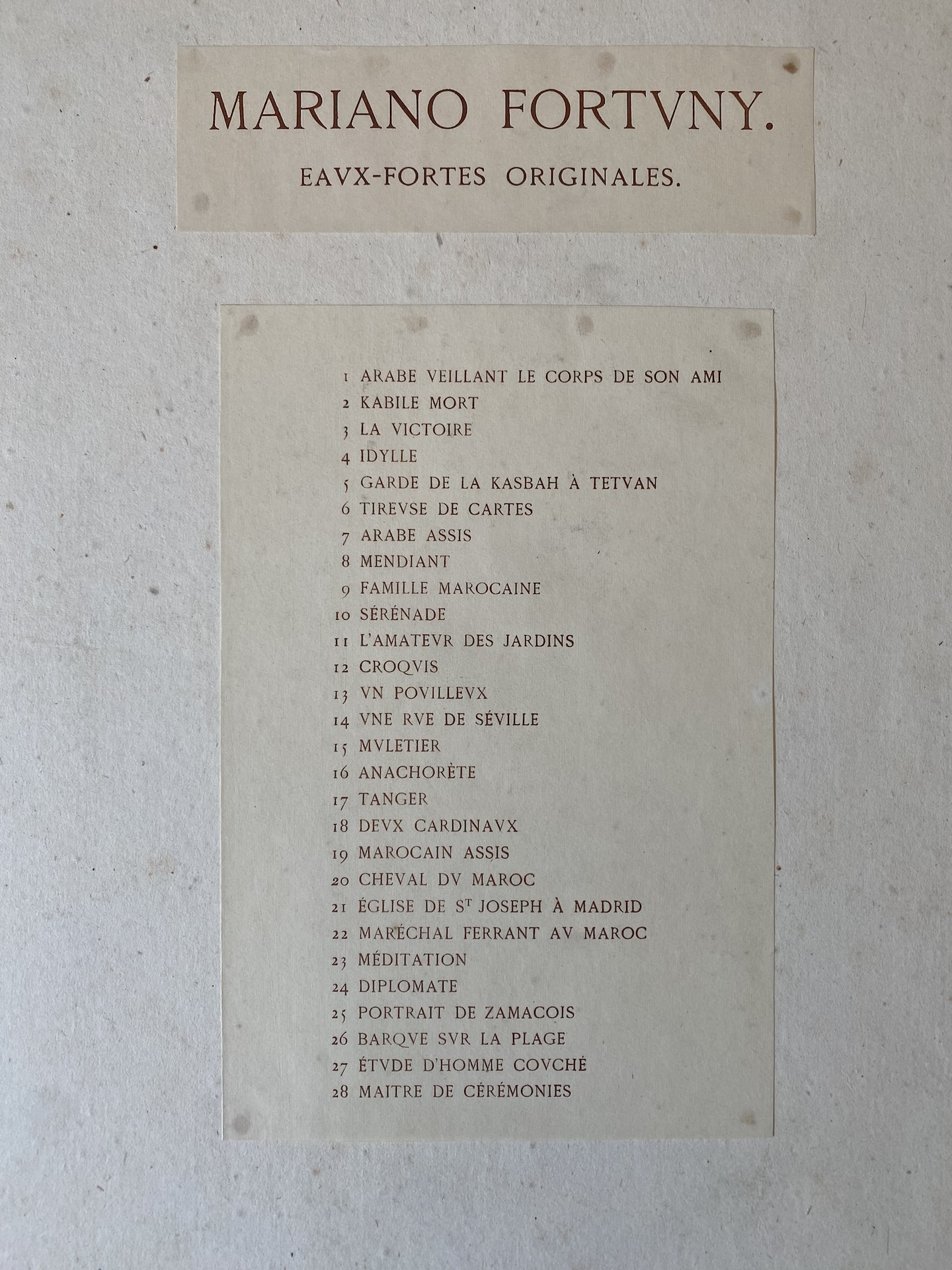 MARIANO FORTUNY 1838 Reus -- Roma 1874 EAUX-FORTES ORIGINALES.