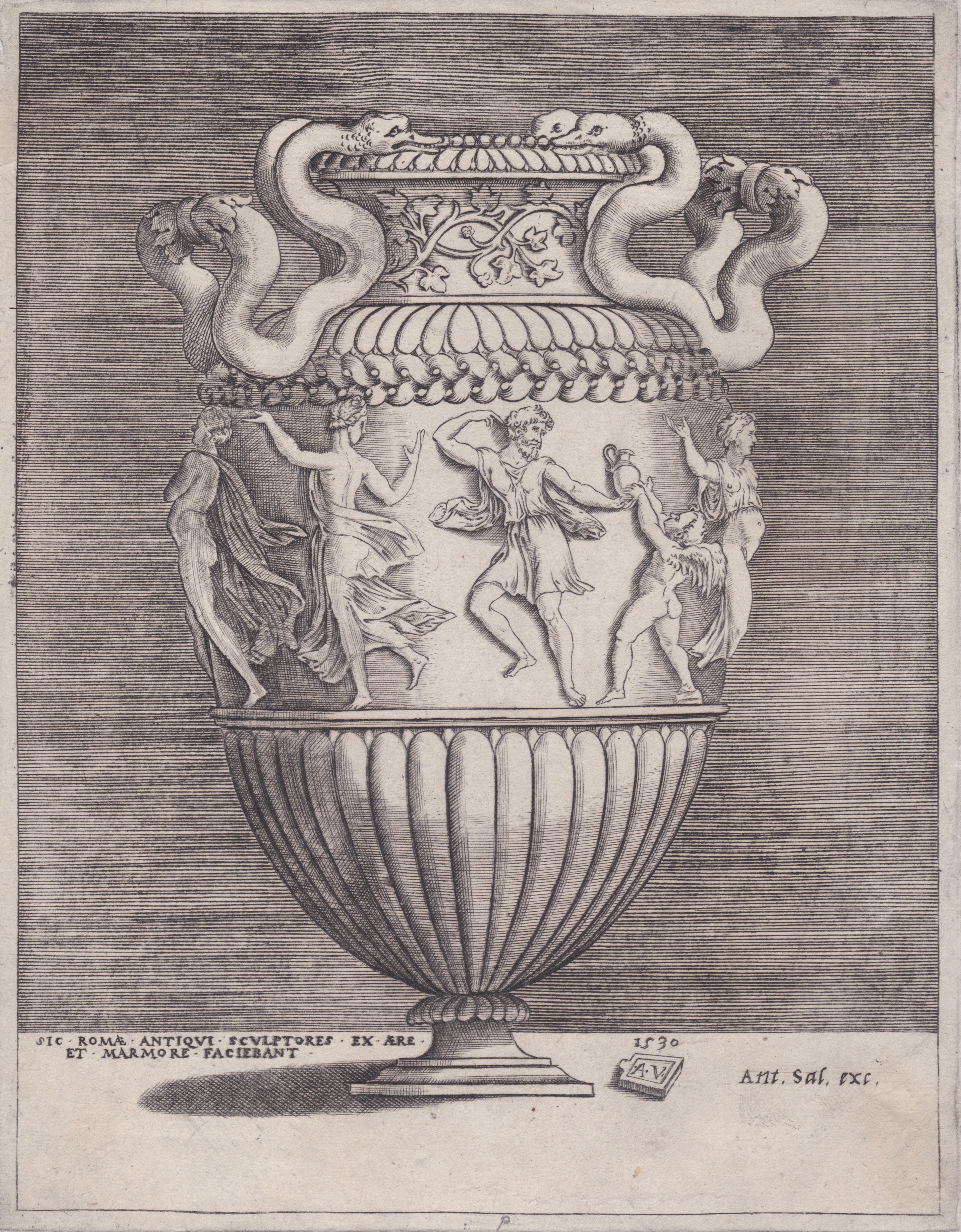 Vaso a due anse con quattro danzatori, 1530