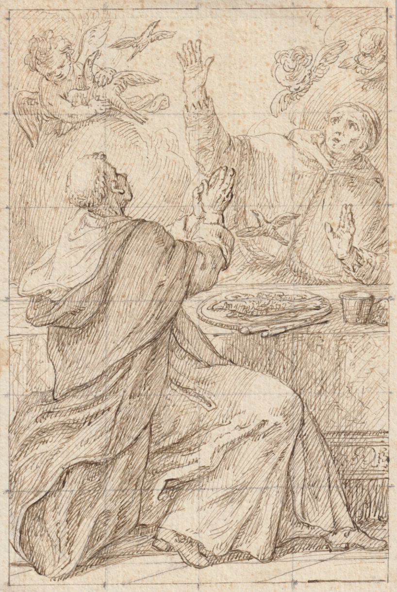 Volo di colombe sulla tavola di un frate domenicano