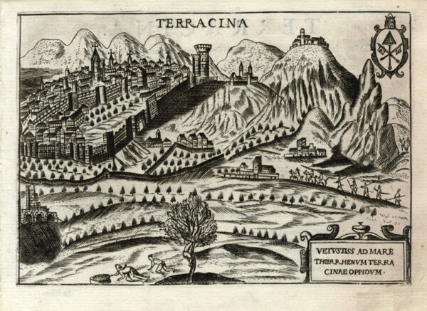 TERRACINA - "Terracina". Animata veduta prospettica della cittÃ e dei …